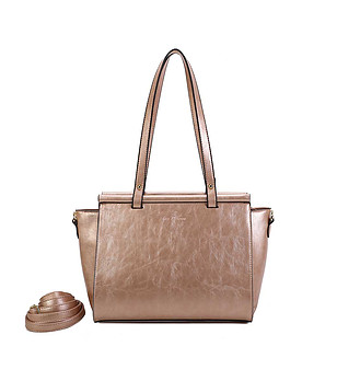 Дамска чанта в цвят мока със златист нюанс  Mireille снимка