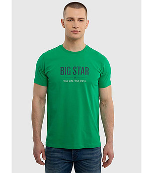 Зелена мъжка памучна тениска Bruno снимка