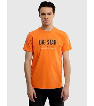 Оранжева мъжка памучна тениска Bruno снимка