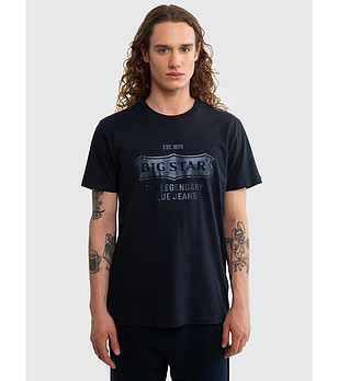 Тъмносиня памучна мъжка тениска Miles снимка