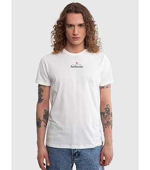 Бяла памучна мъжка тениска Techmunen снимка