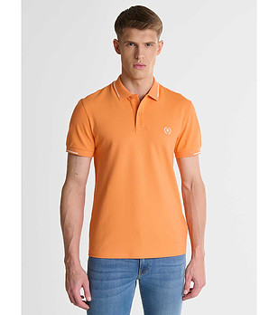 Оранжева памучна мъжка блуза Polian снимка