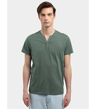 Зелена памучна мъжка блуза с къси ръкави Alanco снимка