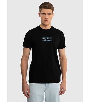 Памучна мъжа тениска в черно Relef снимка