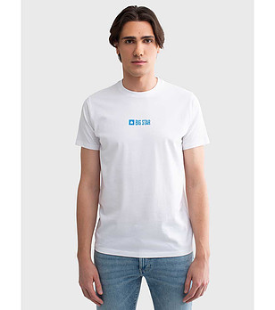 Памучна мъжка тениска в цвят крем Techson снимка