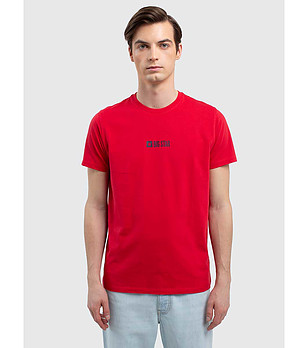 Памучна мъжка тениска в червено Techson снимка