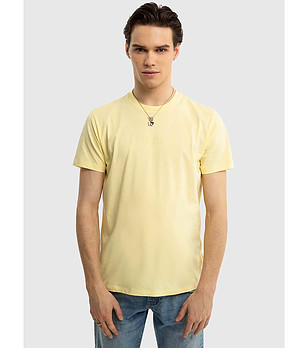 Светложълта мъжка тениска от органичен памук Zorky снимка
