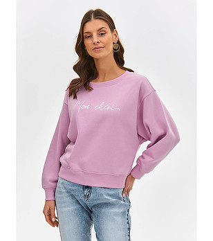 Дамска блуза в розово-лилав нюанс с високо съдържание на памук снимка