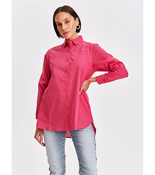Розова дамска риза с асиметрична дължина снимка