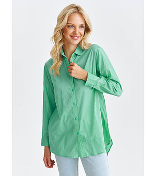 Памучна светлозелена дамска риза снимка