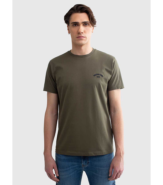 Памучна мъжка тениска в цвят каки Vincer снимка