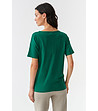 Зелена дамска памучна тениска с бродерии Mizati-1 снимка