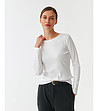Бяла памучна дамска блуза Basia-0 снимка