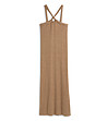 Дълга рокля в цвят мока от памук и коноп Irosa-3 снимка
