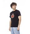 Мъжка черна памучна тениска с лого-2 снимка