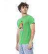 Мъжка зелена памучна тениска с принт -2 снимка