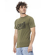 Мъжка памучна тениска в милитари зелен нюанс с лого-2 снимка