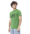Мъжка памучна тениска в зелен цвят с лого -2 снимка