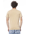 Мъжка памучна тениска в пясъчен нюанс с лого -1 снимка