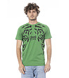 Мъжка памучна тениска в зелен цвят с лого -0 снимка
