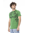 Мъжка памучна тениска в зелен цвят с лого -2 снимка