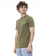 Мъжка памучна тениска в цвят милитари зелено-2 снимка