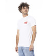 Мъжка памучна тениска в бяло  с лого-2 снимка