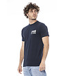 Памучна мъжка тениска в тъмносин нюанс-2 снимка