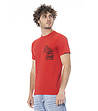 Червена мъжка памучна тениска-2 снимка