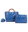 Синя дамска чанта с кафяви дръжки Mona-0 снимка