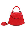 Червена дамска чанта с нестандартна форма Indiasa-0 снимка