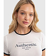 Дамска тениска в бяло с тъмносини кантове Montha-1 снимка