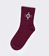 Дамски чорапи в бургунд с етно мотиви Aztika-0 снимка