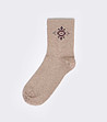 Бежови дамски чорапи с етно мотиви Aztika-0 снимка