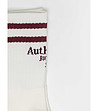 Бели дамски чорапи с ленти в бордо Atoka-2 снимка
