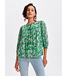 Феерична дамска блуза с ефектне принт в зелено-0 снимка
