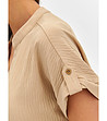 Бежова дамска блуза от релефна материя-3 снимка
