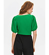 Зелена дамска блуза от релефна материя-1 снимка