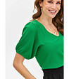 Зелена дамска блуза от релефна материя-3 снимка