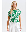 Зелена дамска блуза с флорален принт-0 снимка