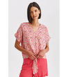 Дамска блуза с ефектен принт в бяло и розово-0 снимка