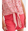 Дамска блуза с ефектен принт в бяло и розово-3 снимка
