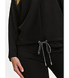 Черна дамска блуза с релефна материя-3 снимка