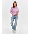 Дамска блуза в розово-лилав нюанс с високо съдържание на памук-3 снимка