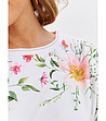 Ефектна дамска бяла блуза в флорален принт-3 снимка