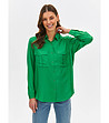 Дамска риза в зелено с джобове-0 снимка