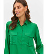 Дамска риза в зелено с джобове-2 снимка