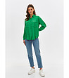 Дамска риза в зелено с джобове-3 снимка