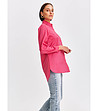 Розова дамска риза с асиметрична дължина-2 снимка