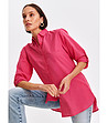 Розова дамска риза с асиметрична дължина-3 снимка